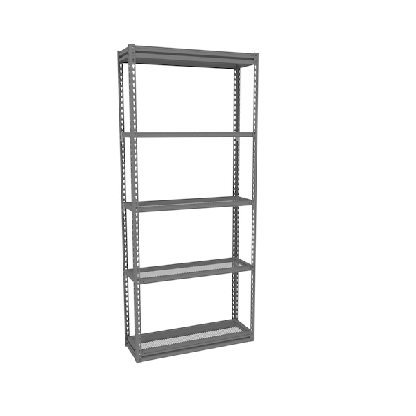 Z-Line Shelving W/Five Perf. Shlvs, Boltless, 36"Wx12"Dx84"H, Starter, Gry